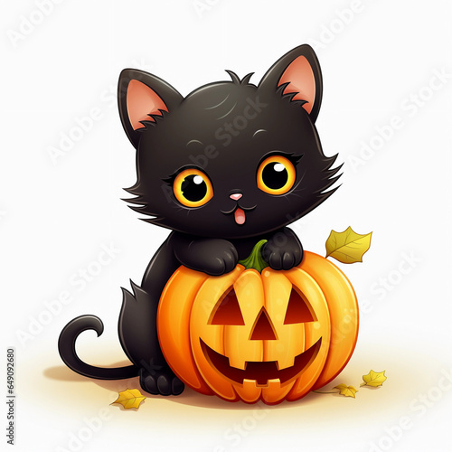kawaii halloween cat clipart 