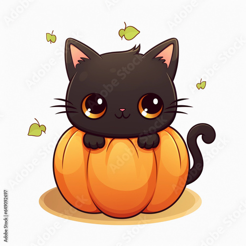 kawaii halloween cat clipart 