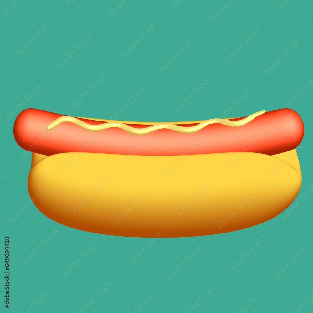 Hotdog fast food. 3d render Hotdog fast food. 3d render
