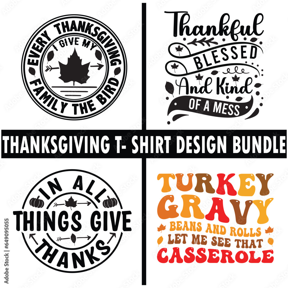 Thanksgiving  svg, vector, typography t- shirt design bundle
