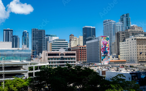 Miami, Florida, USA - Miami Worldcenter District as seen from the Metromover.
