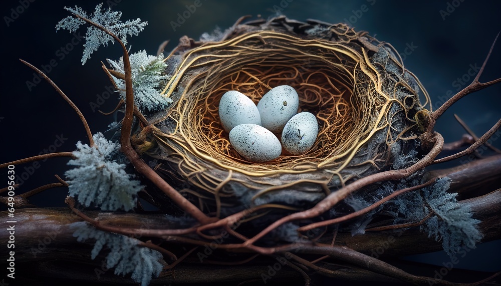 Obraz premium birds nest on a branch