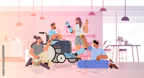 disabled men women during therapy with psychotherapist mental health support people with disabilities concept