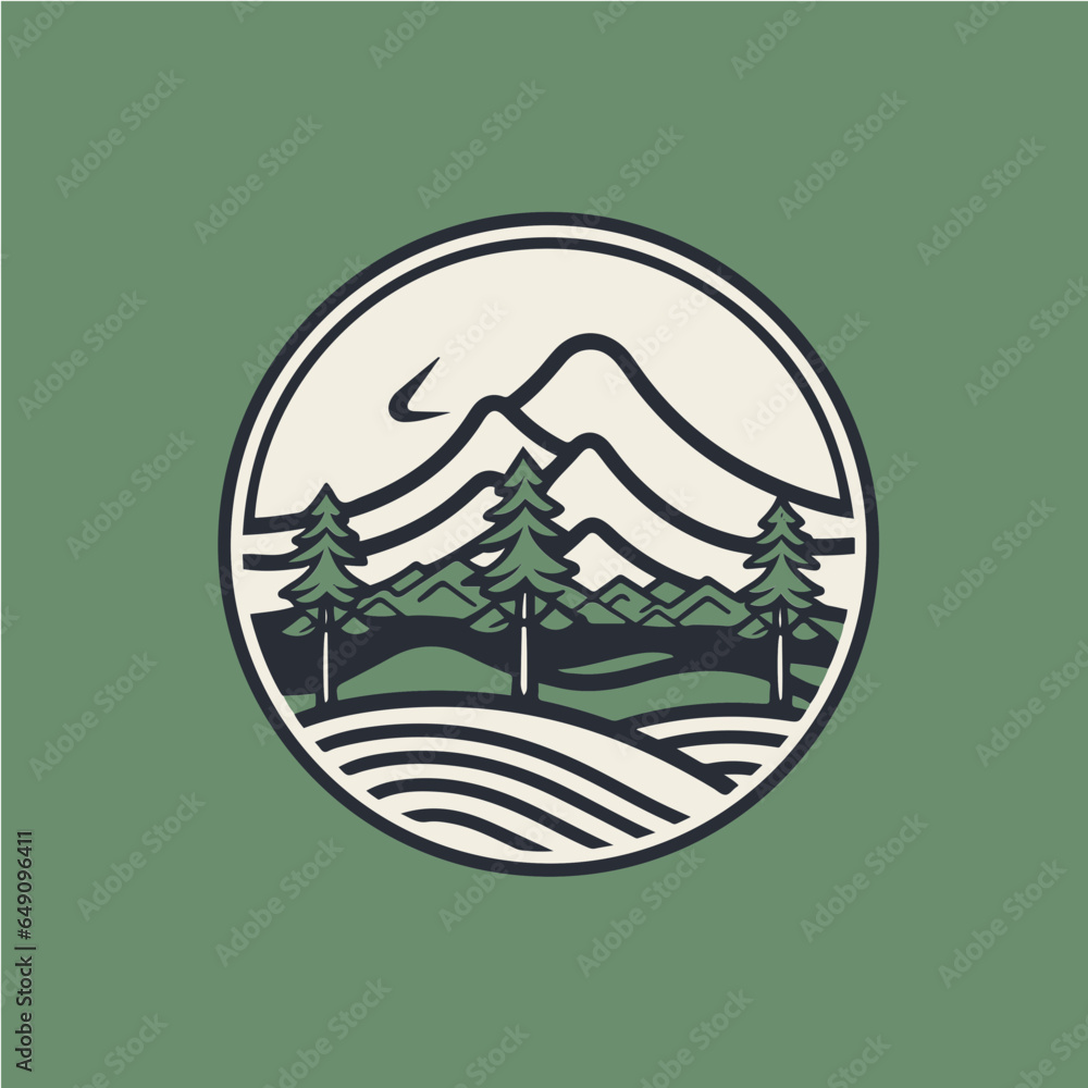 simple logo of forest, vector art