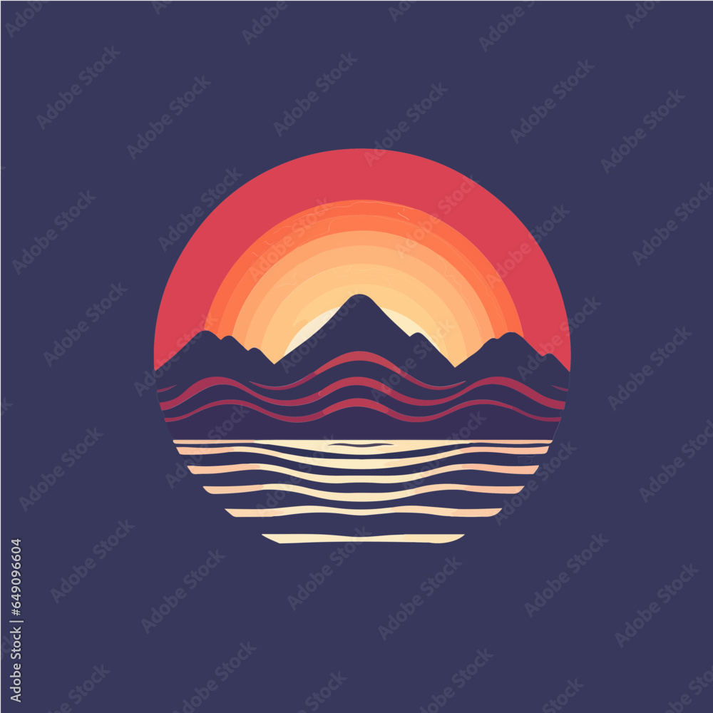 simple logo of sunset line art vector
