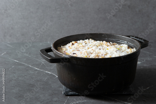 Rice Cooked in an Iron Pot photo