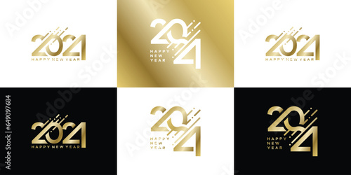 Collection of 2024 new year logo text symbol for calendar, flyer and banner design template