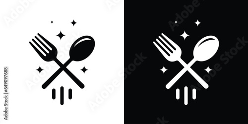 Fast food logo design template. Abstract rocket and star with fork spoon design graphic vector illustration. Symbol, icon, creative.