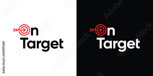 Arrow right on target logo design template graphic vector illustration. Symbol, icon, creative.