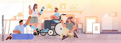 disabled men women during therapy with psychotherapist mental health support people with disabilities concept