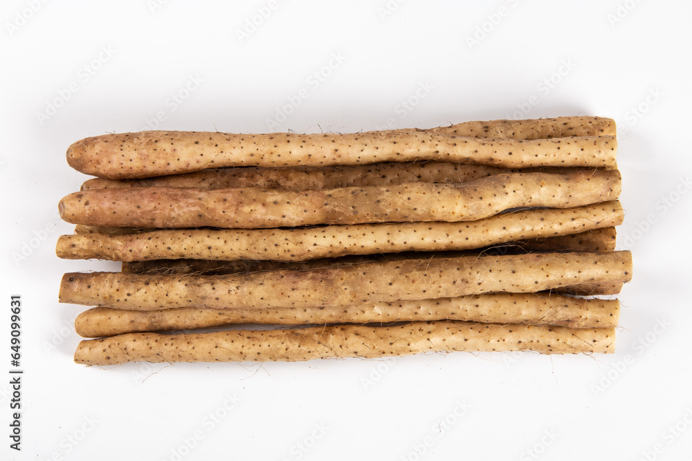 fresh Chinese yam isolated on white background fresh Chinese yam isolated on white background