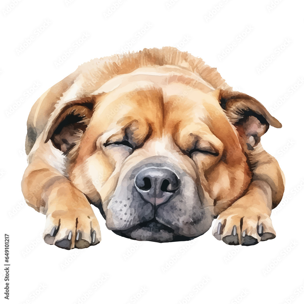 lazy dog watercolor illustration, generative AI