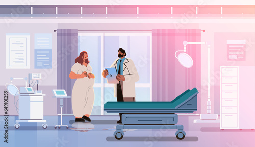 happy pregnant woman visiting doctor pregnancy motherhood expectation gynecology consultation concept