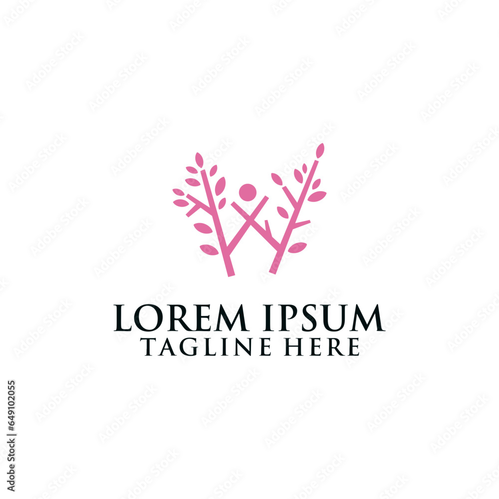 W letter with leaf logo design symbol concept suitable for spa and natural products W letter with leaf logo design symbol concept suitable for spa and natural products