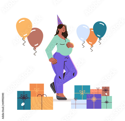 pregnant woman celebrating baby shower event pregnancy motherhood expectation concept