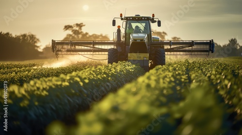Harvester working in the field
