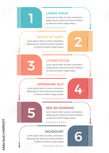 Minimal business infographic design template with six options or steps, process, workflow template, vector eps10 illustration