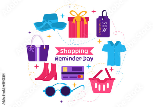 Shopping Reminder Day Vector Illustration on 26 November with Bag and Goods for Poster or Promotion in Flat Cartoon Background Design Templates