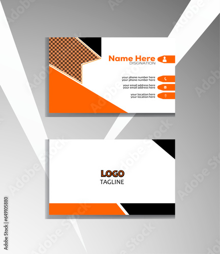 Modern visiting card template with orange color.