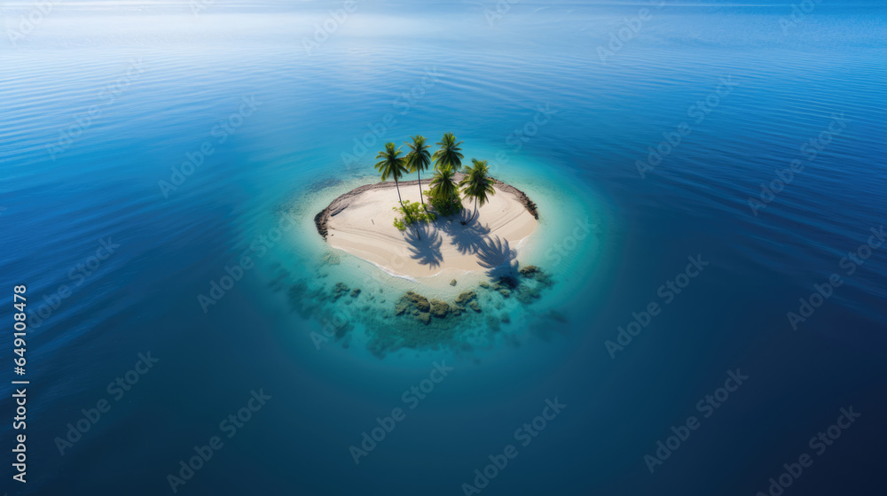 Deserted island in the middle of the ocean - obrazy, fototapety, plakaty 