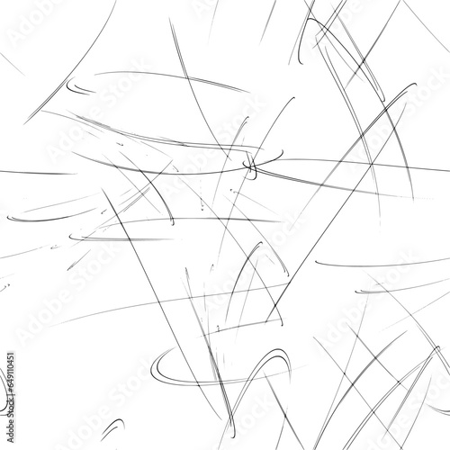 Seamless pattern of chaotically intersecting subtle graceful strokes. Transparent background. Vector.