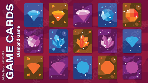 Diamond game cards, set of diamonds collection