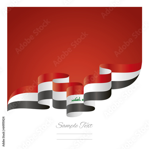 Canvastavla New Iraq red white black wavy flag ribbon concept design template