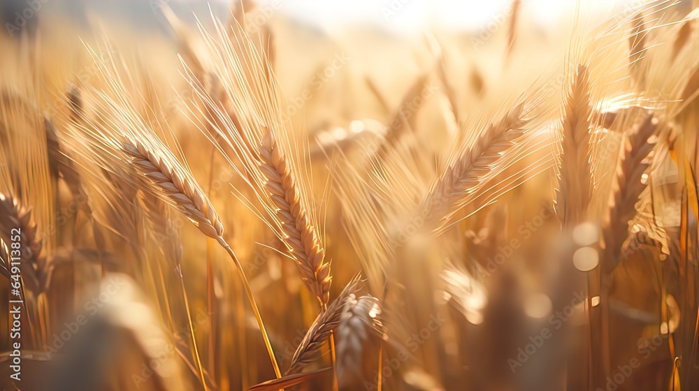Ripe wheat field, ears of wheat. Isolated. Macro photography. Cinema style Ripe wheat field, ears of wheat. Isolated. Macro photography. Cinema style