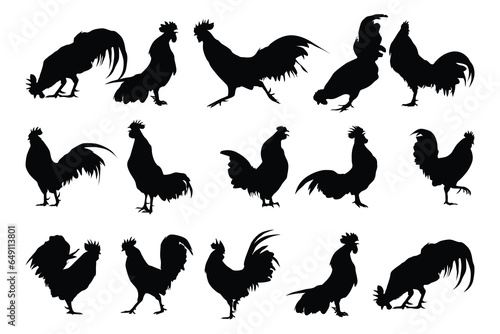 set of roster logo vector design silhouette