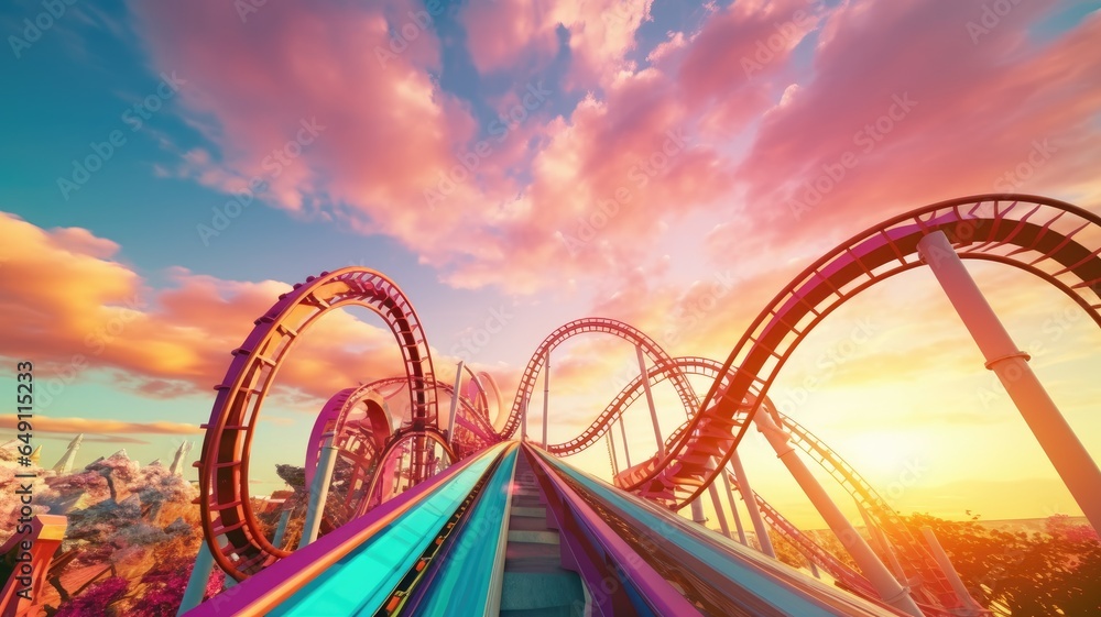 Pastel roller cPastel roller coaster on the high with sky background.oaster on the high with sky background. Pastel roller cPastel roller coaster on the high with sky background.oaster on the high with sky background.