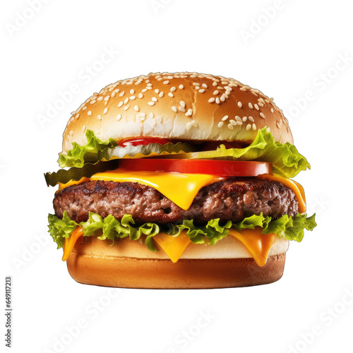 Delicious Cheeseburger Transparent Isolated on White and Transparent Background