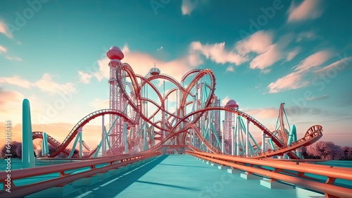 Roller coaster on the high with sky background. © Virtual Art Studio