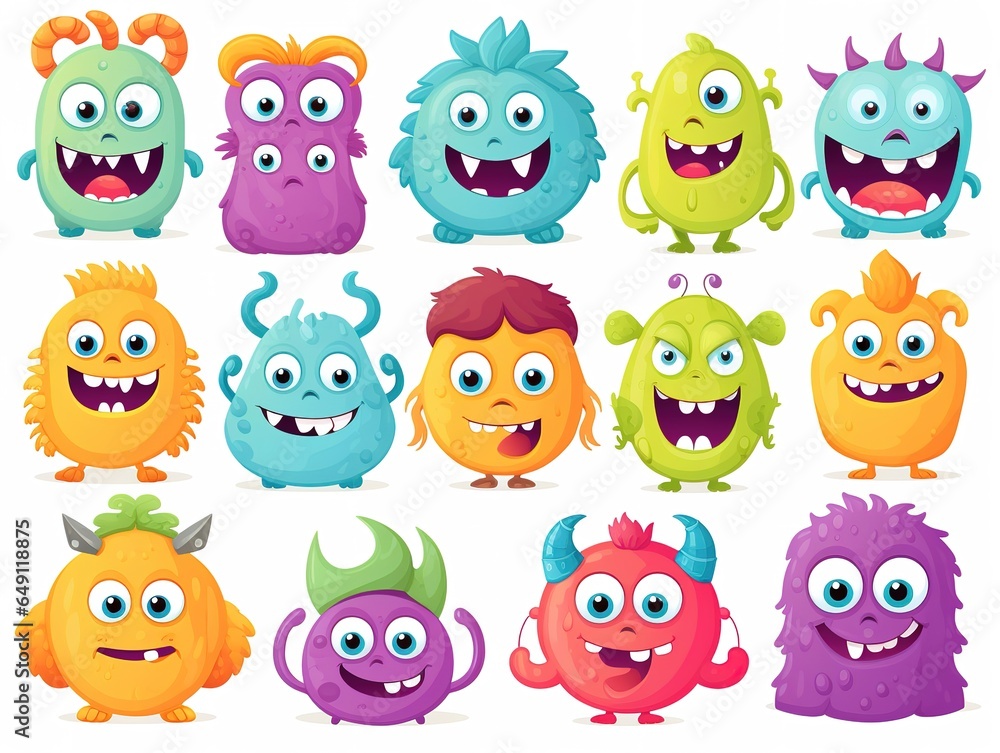 Cute Monster Vector Set. Isolated Cute Monster Vector Set. Isolated