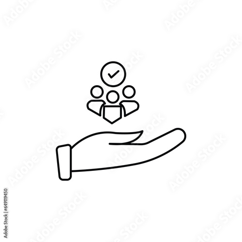 community or relationship like family care icon. human resource outline logotype stroke pictogram design. concept of individual people choice good feedback and team narrow control or search 