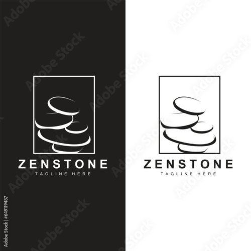 Stone Logo, Vector Zen Meditation Stone Balance Tranquility, Yoga Minimalist Simple Design, Silhouette Illustration
