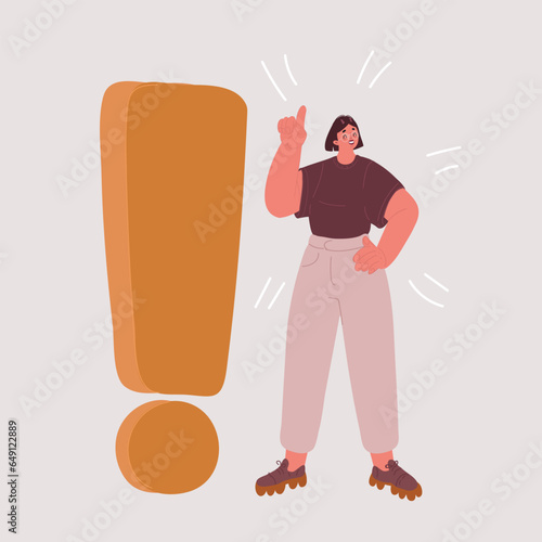 Vector illustration of A woman with an idea. Concept person vector illustration of question solving or answering.