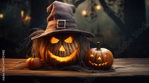 Halloween festivities. Scary pumpkins.  © Сергей Шипулин