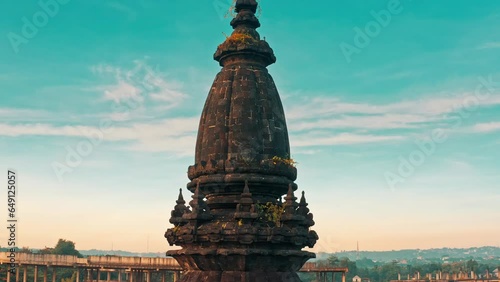 Travel Bali Indonesia, Traditional architecture, culture and religion in scenery 4K Aerial Video photo
