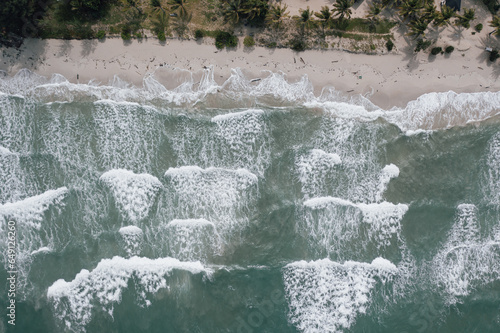 Beautiful Aerial drone image of Beautiful seascape scene of Kelambu Beach, Kudat, Sabah, photo