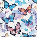 Seamless Pattern of Butterflies. Butterfly Kaleidoscopic Dreams