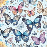 Seamless Pattern of Butterflies. Butterfly Garden Party
