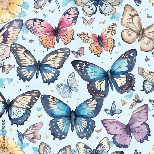 Seamless Pattern of Butterflies. Butterfly Garden Party © jmgdigital