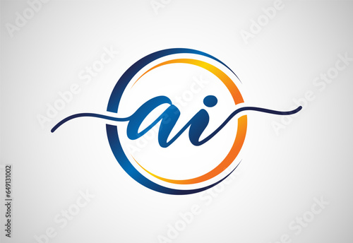 Initial letter AI modern logo design. Artificial intelligence icon vector illustration