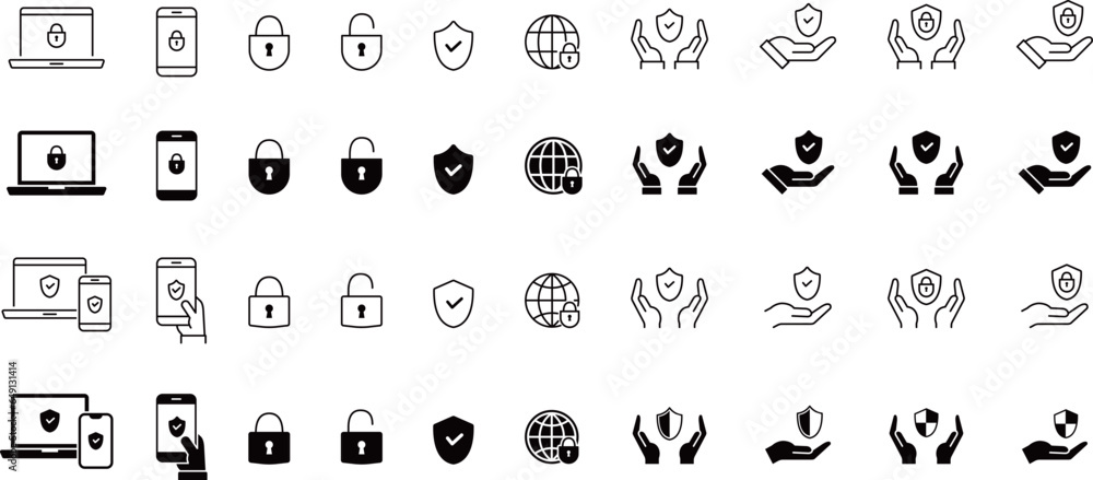 Naklejka premium セキュリティ関係のアイコンセット