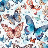Seamless Pattern of Butterflies. Blossom and Wing