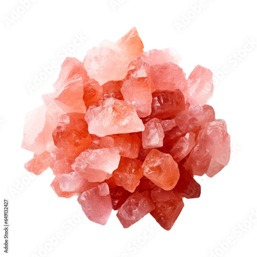 Himalayan pink crystal salt on transparent background. Generative AI image