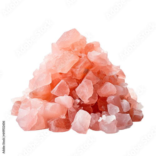 Himalayan pink crystal salt on transparent background. Generative AI image