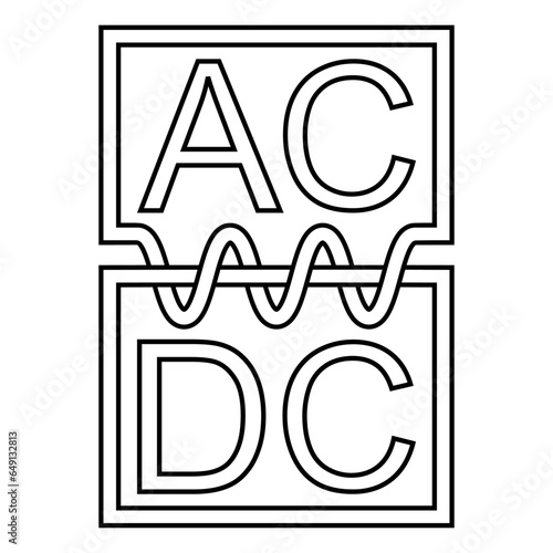 Icon converting AC to DC, power supply transformer logo ACDC