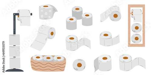 Toilet paper big vector set in cartoon style