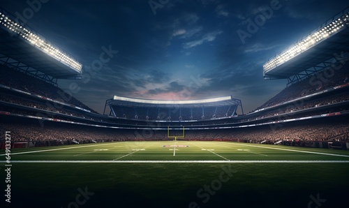 american football stadium at night, ai generative photo